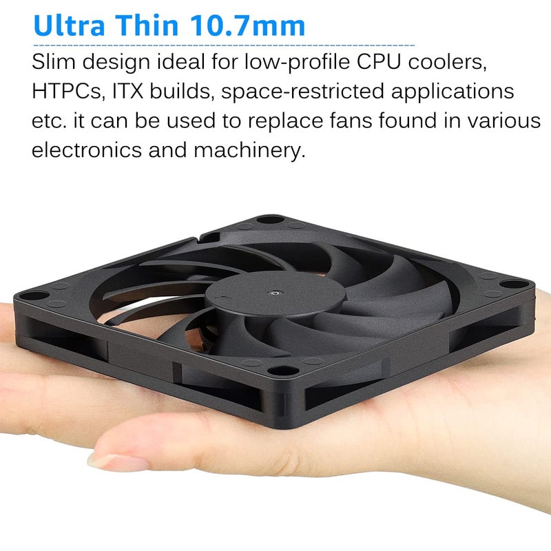 Gdstime 80mm x 80mm x 10mm DC 5V Brushless Cooling Fan 2PIN - Image 2